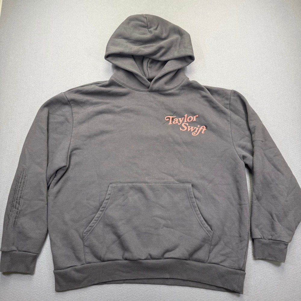 Taylor Swift Lover You Need To Calm Down Gray Hoodie Sweatshirt XL Lyric Sleeve